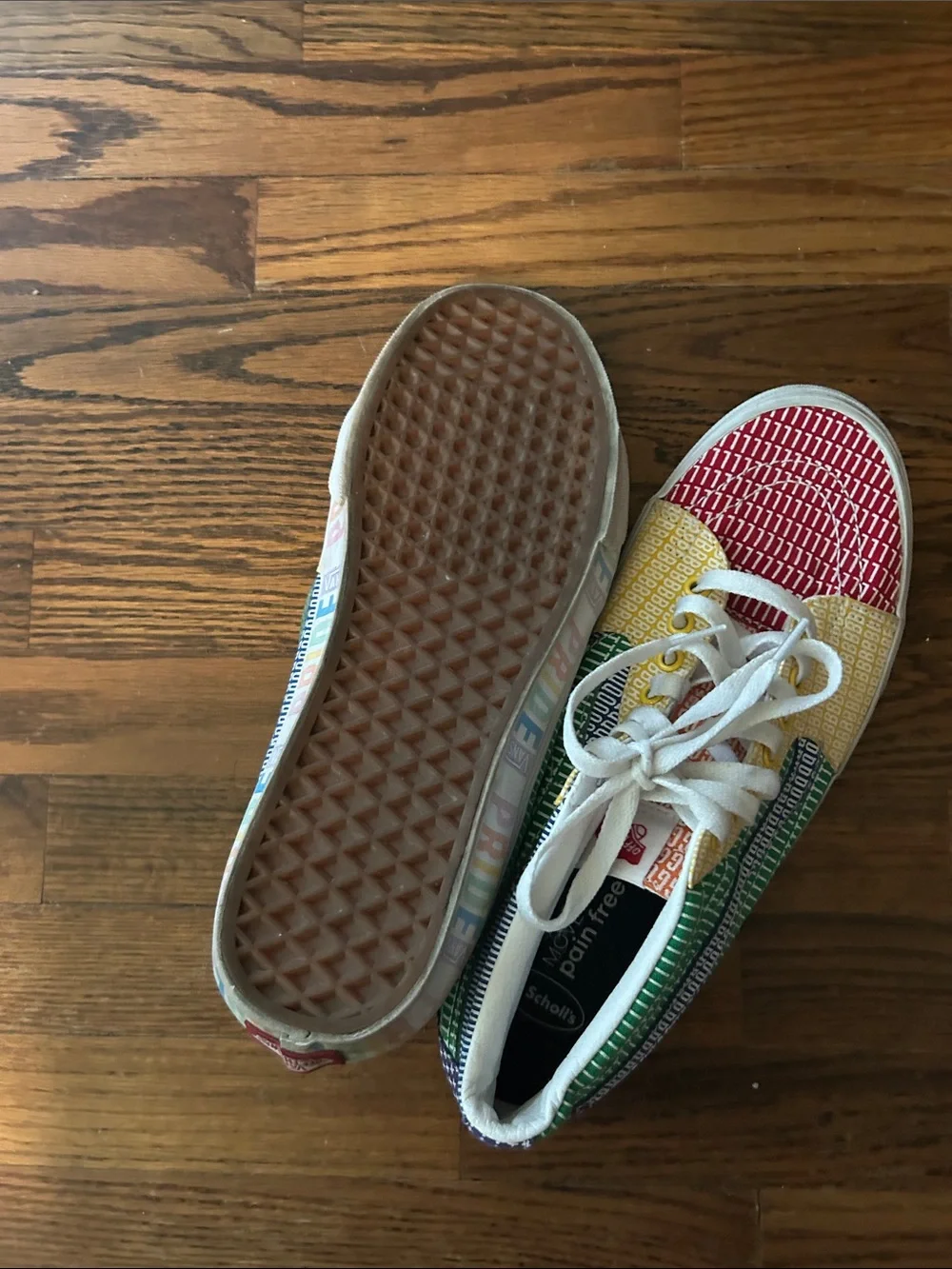 Vans Multicolor Patchwork Low Top Sneakers - Red, Yellow, Green, Blue